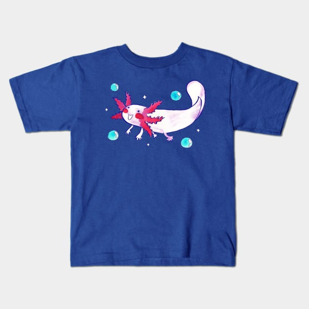 Sparkly Bubbly Watercolor Axolotl Kids T-Shirt by saradaboru